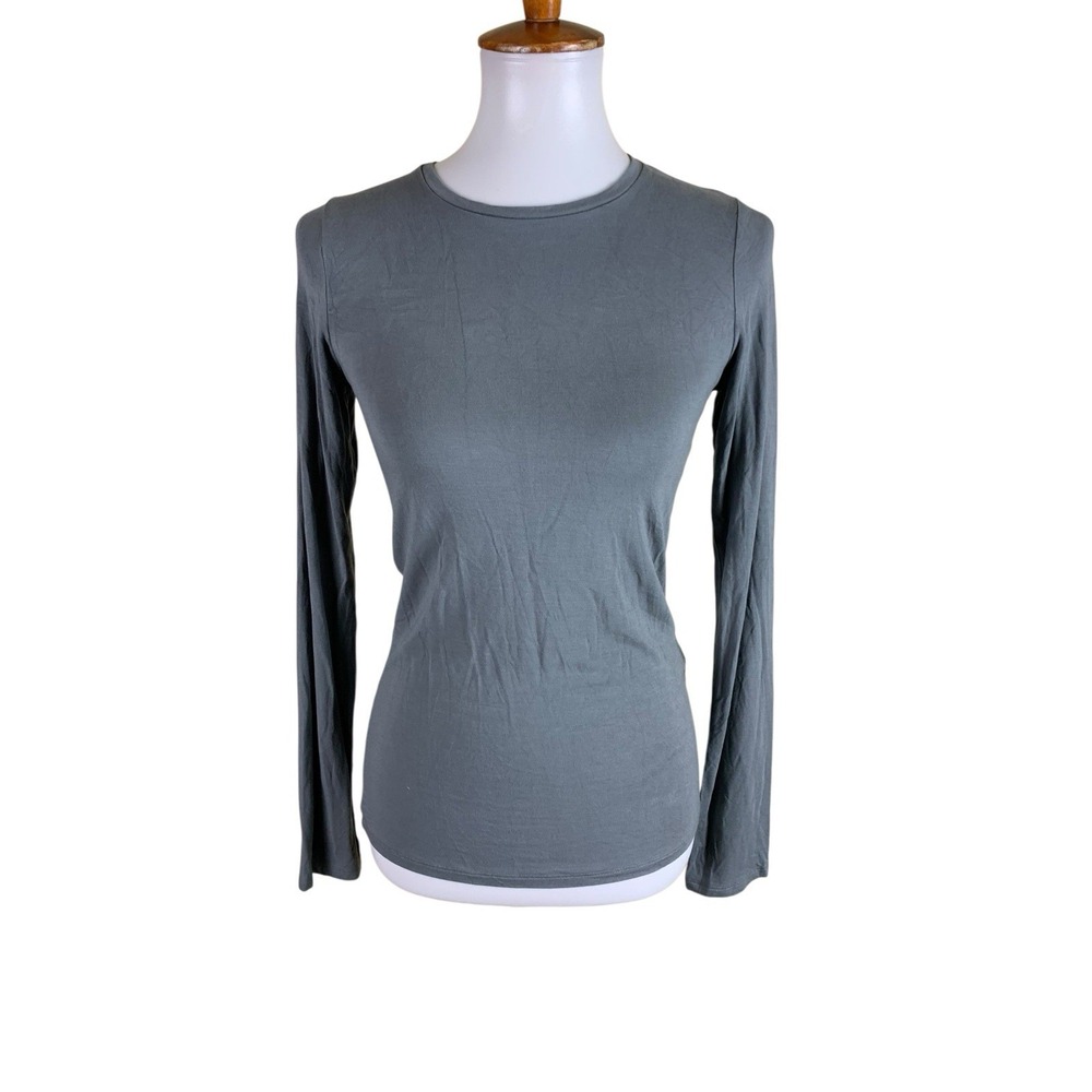 Majestic‎ Paris Gray Long Sleeve Stretch Tee Minimalist Casual Small